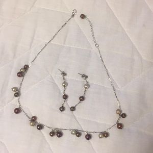 Pearl necklace and earring set